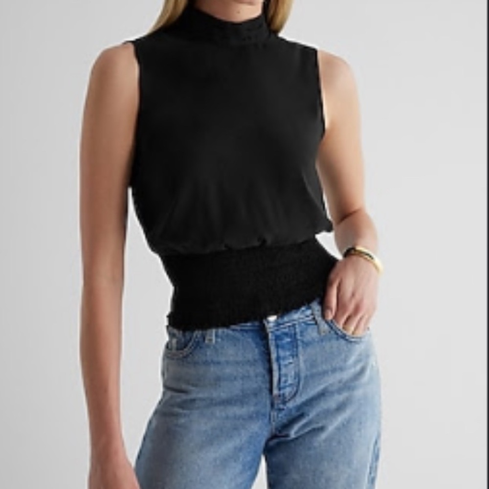 Express Black Mock Neck Tank Top